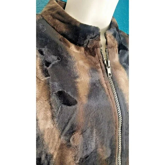 NWT Vintage Faux Fur Vest Animal Print Jordan Size Large - Picture 2 of 7